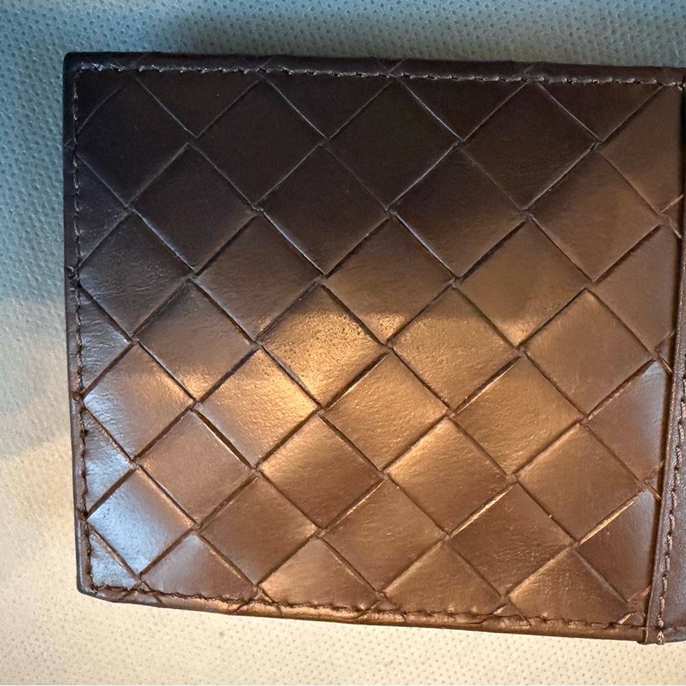 Fossil Woven Brown Leather Card Holder